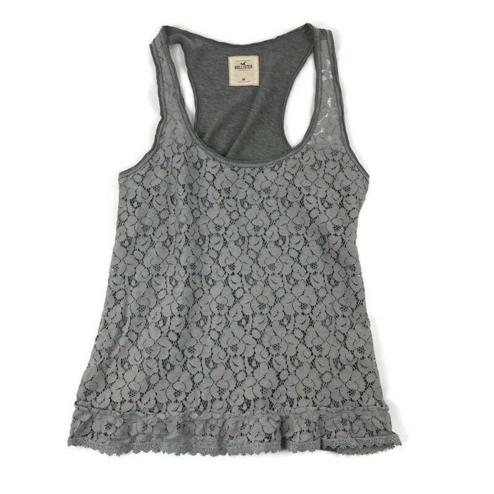 Hollister gray floral tank top
